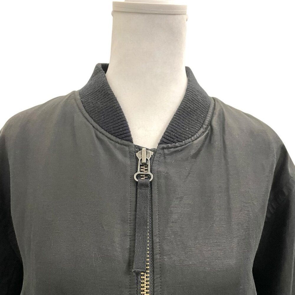 VINCE Linen Wool Blend Crop Bomber Jacket Pockets Classic Black size Large - Picture 5 of 11